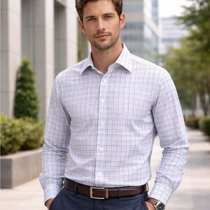 Broletto Plaid Dress Shirt Men’s 36/37 17.5 Business Casual Preppy Button Down